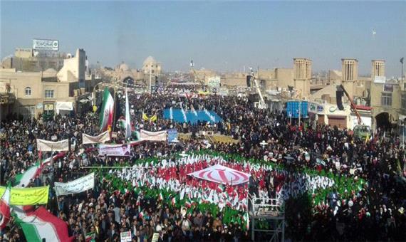 تجلی حضور مردم دارالعباده یزد در راهپیمایی 22 بهمن